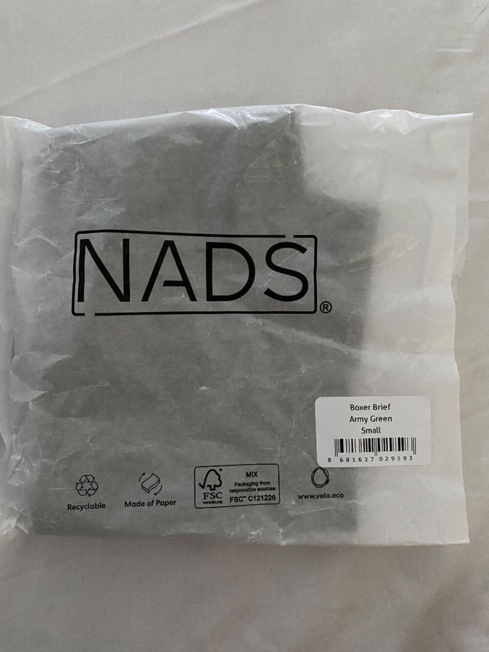 NADS Mens Boxer Brief Army Green Small Breathable Stretch Fabric nwt